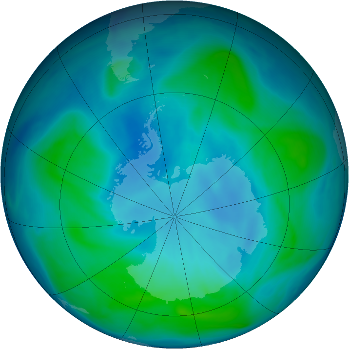 Antarctic ozone map for 04 February 2006